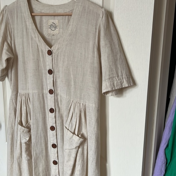 EUC slow fashion pana Mina linen cotton beige dress in size M - Picture 2 of 5